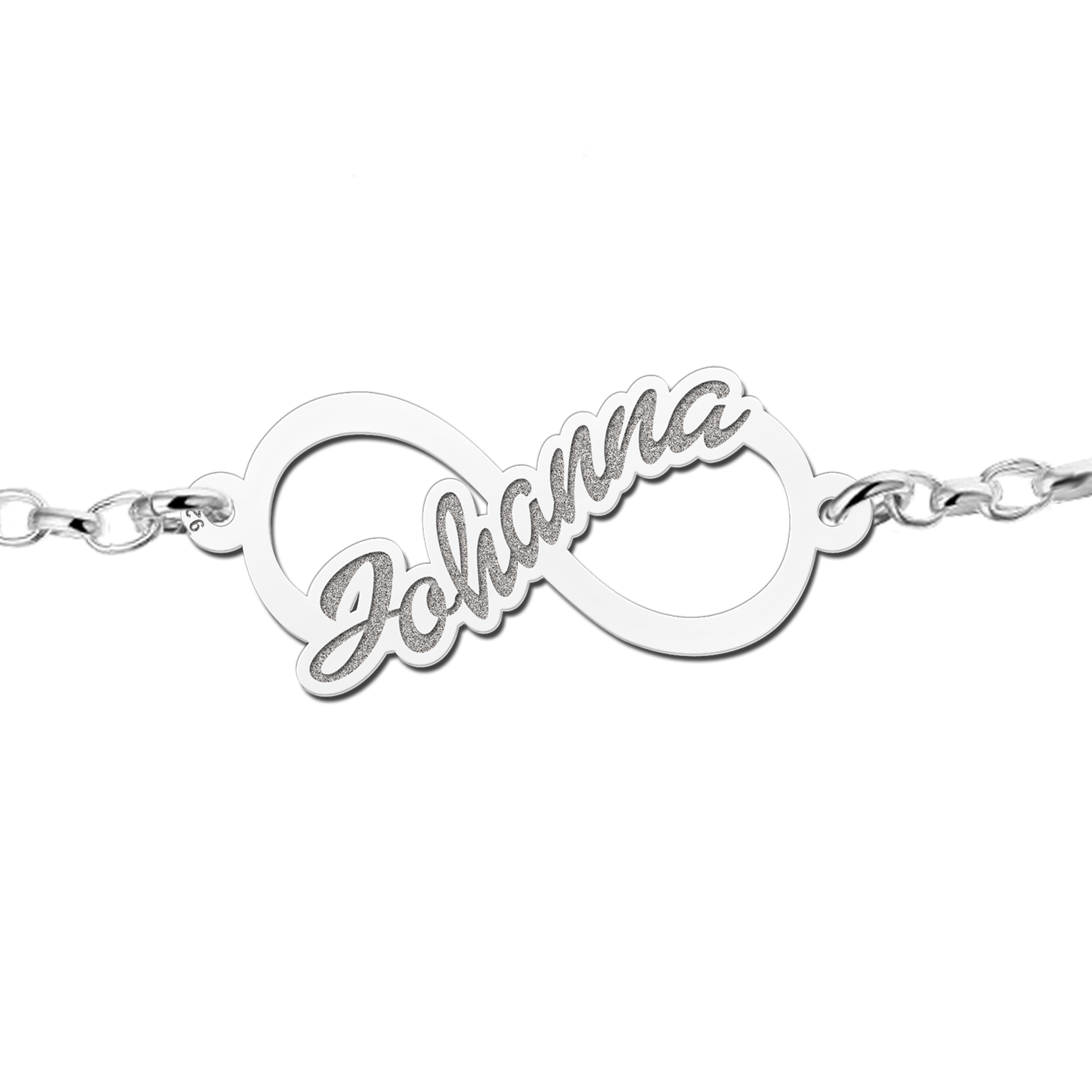 Infinity bracelet with name of sterling silver