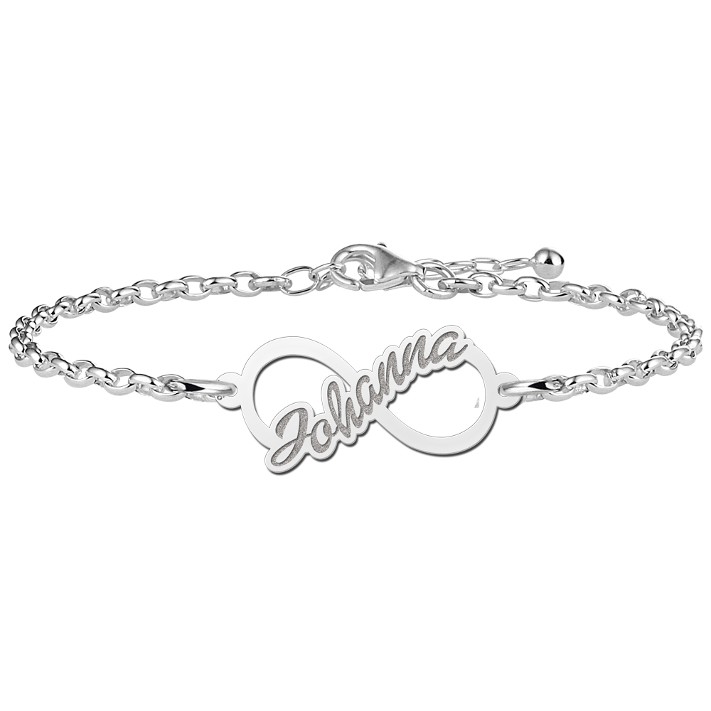 Infinity bracelet with name of sterling silver