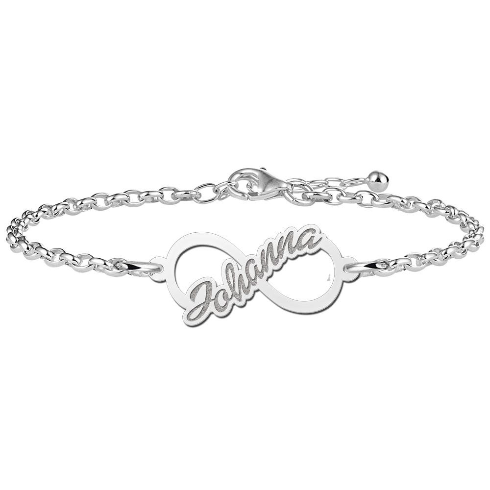 Infinity bracelet with name of sterling silver