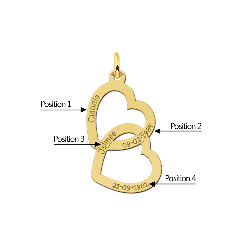 Gold plated Two Hearts Pendant
