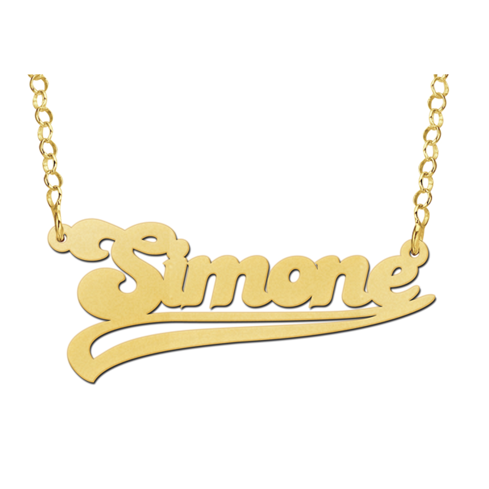 Gold name necklace, model Simone