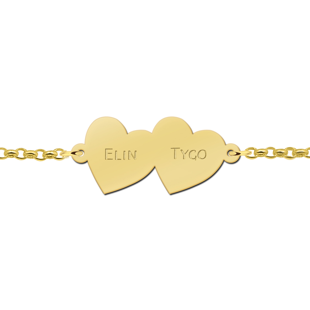 Bracelet of gold with two hearts