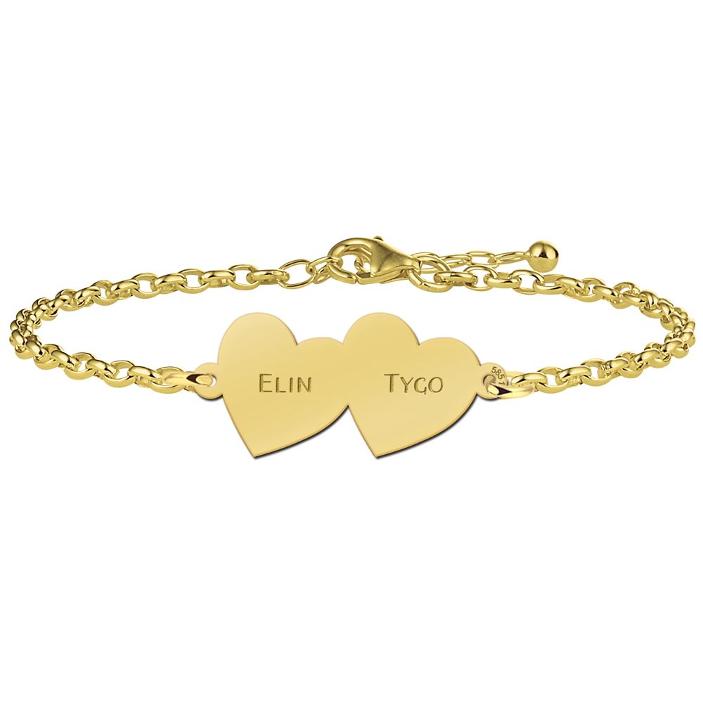 Bracelet of gold with two hearts