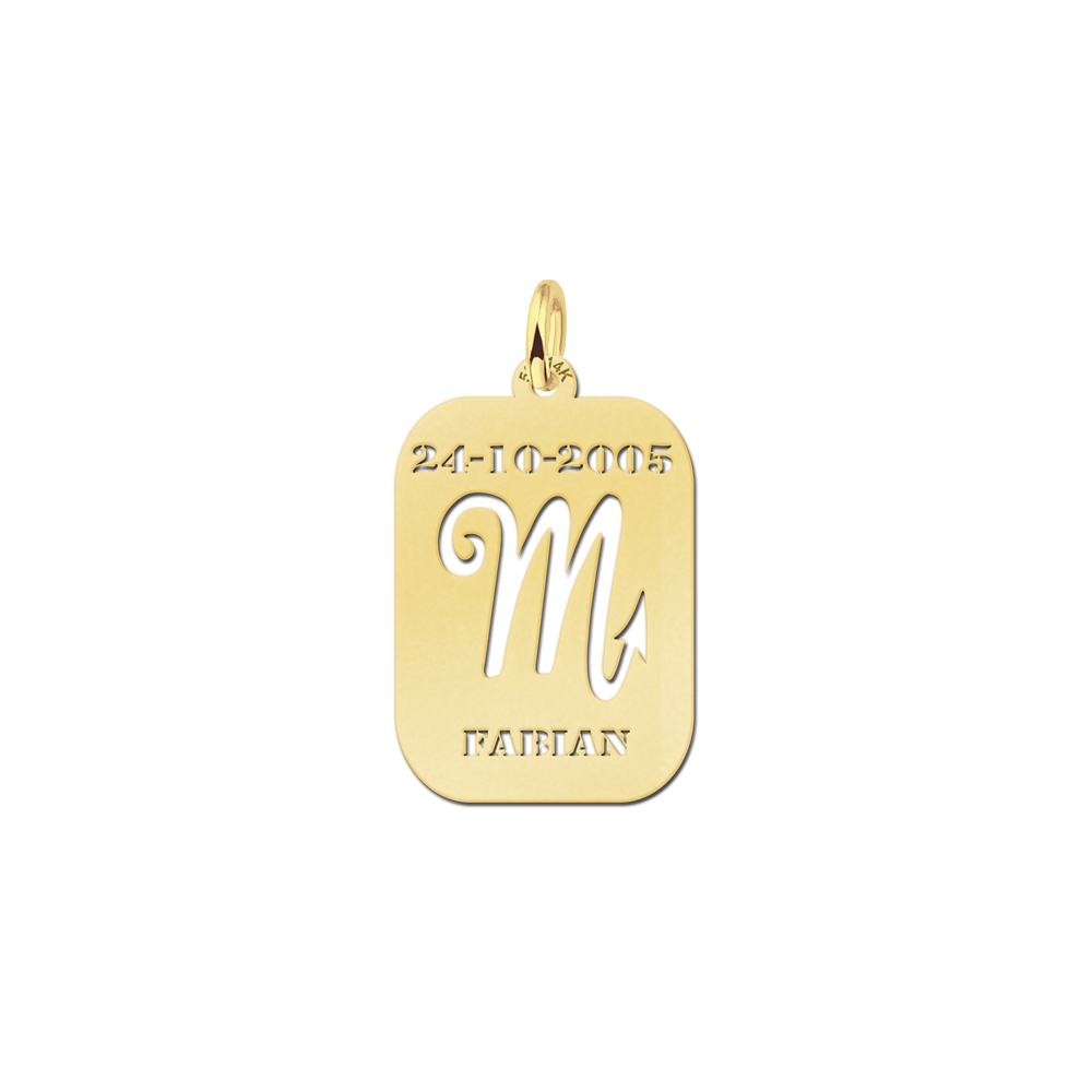 Golden Zodiac Rectangular Namependant Scorpio