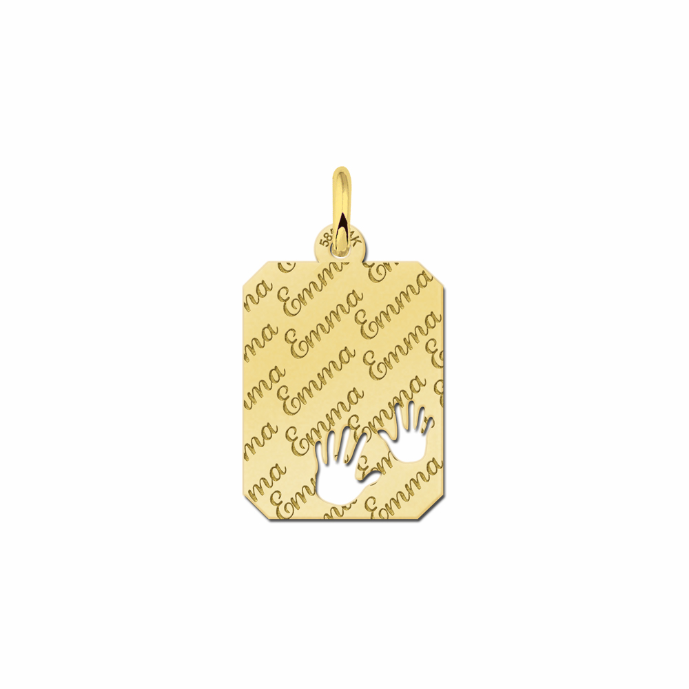 Gold Engraving Plate with Repeated Name and Hands