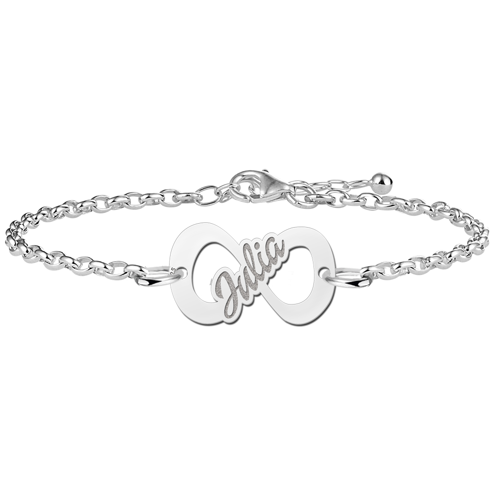 Infinity bracelet of silver with name