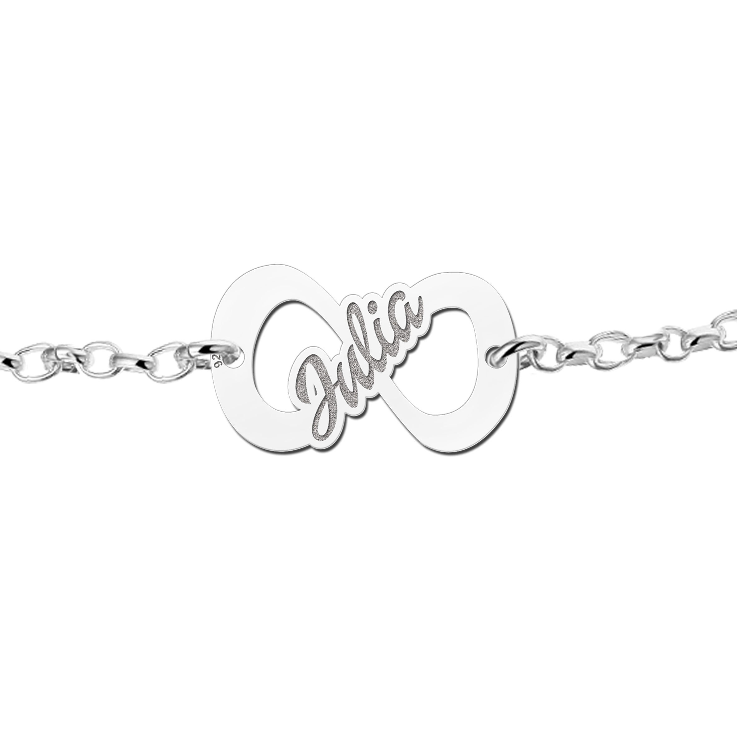 Infinity bracelet of silver with name