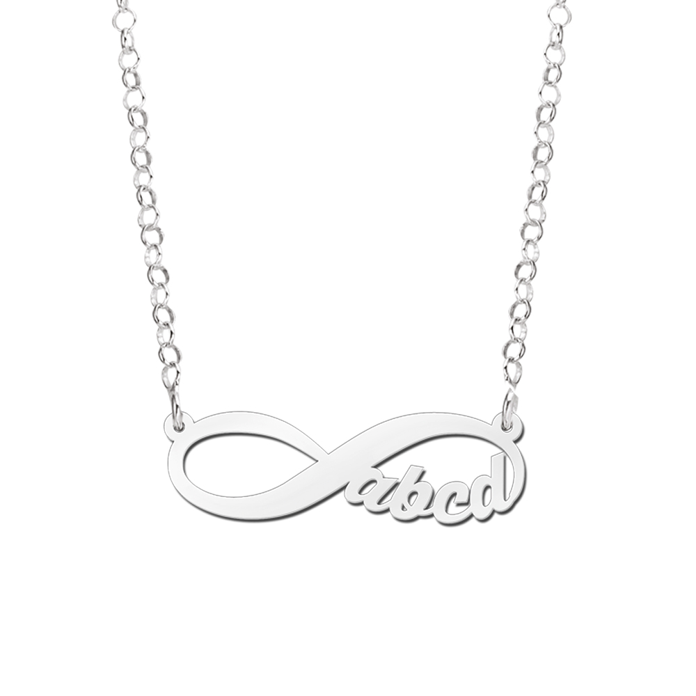 Silver Infinity Necklace With 4 Initials