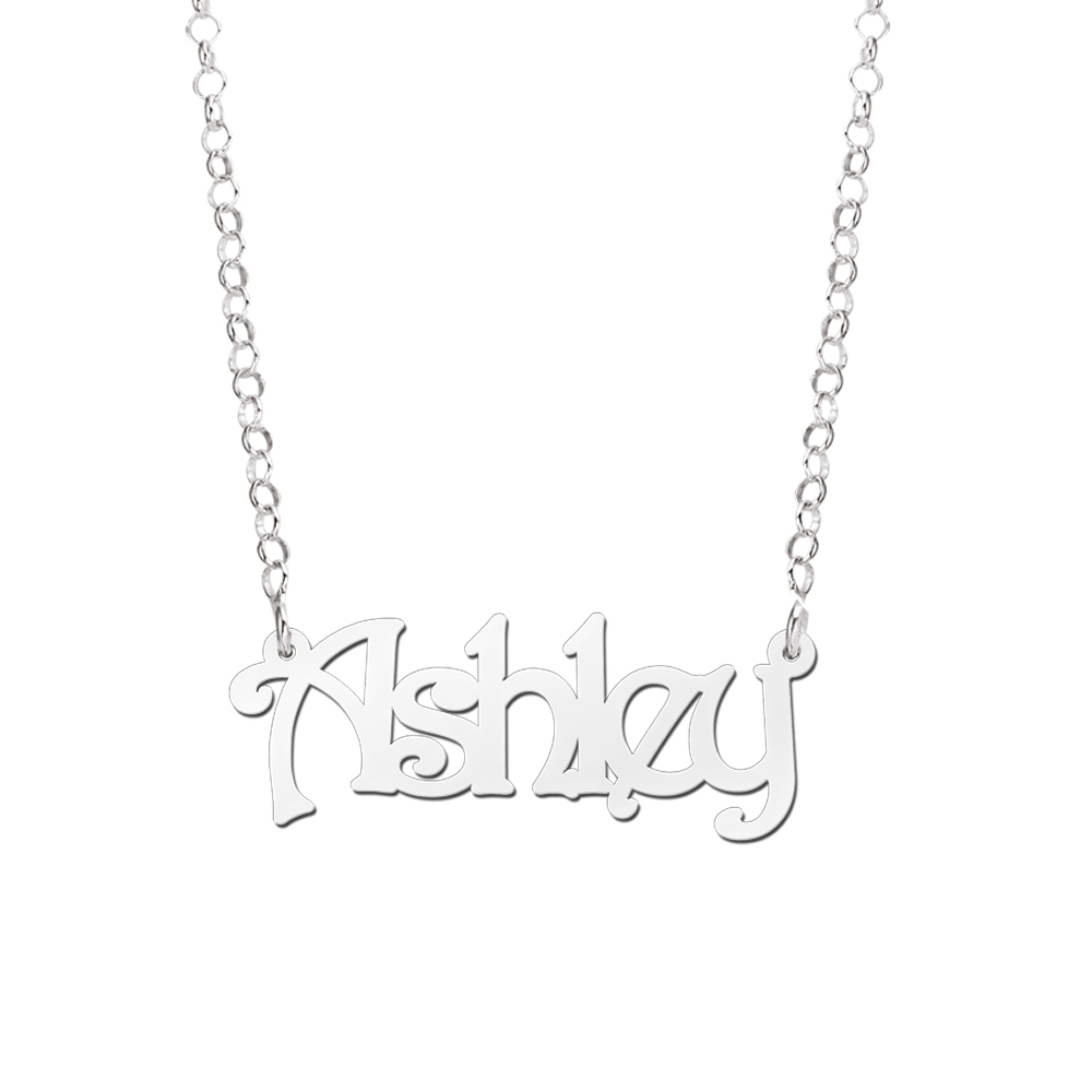 Silver name necklace, model Ashley