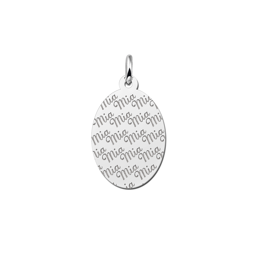 Silver Oval Necklace Engraved