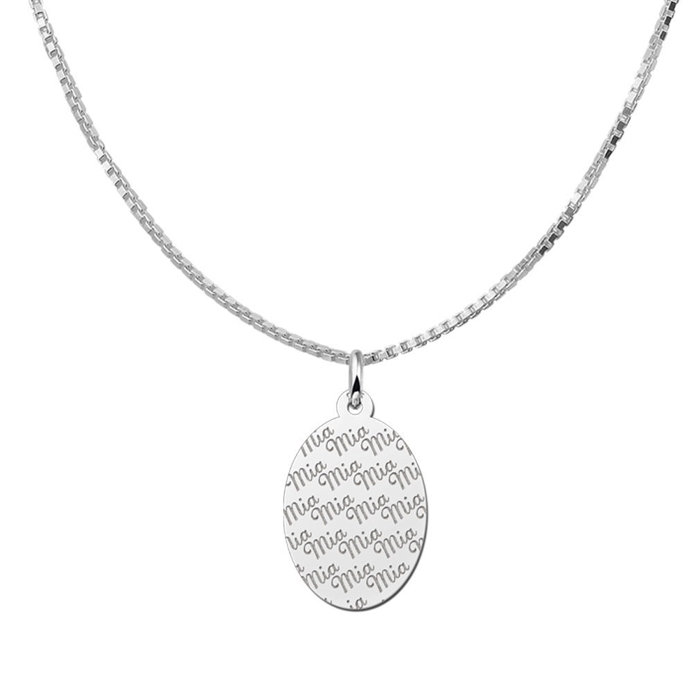 Silver Oval Necklace Engraved