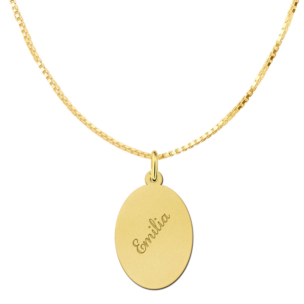 Silver oval name pendant