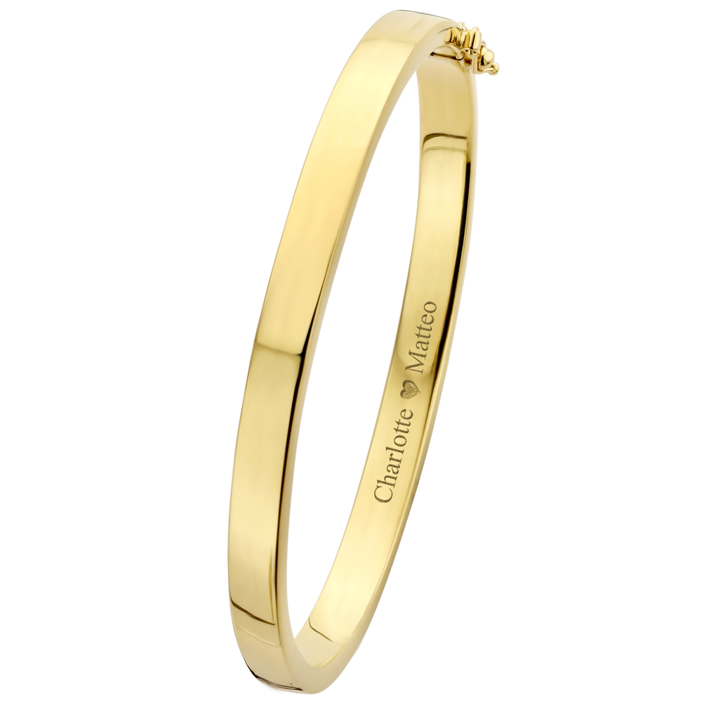 Gold bangle bracelet flat 6mm