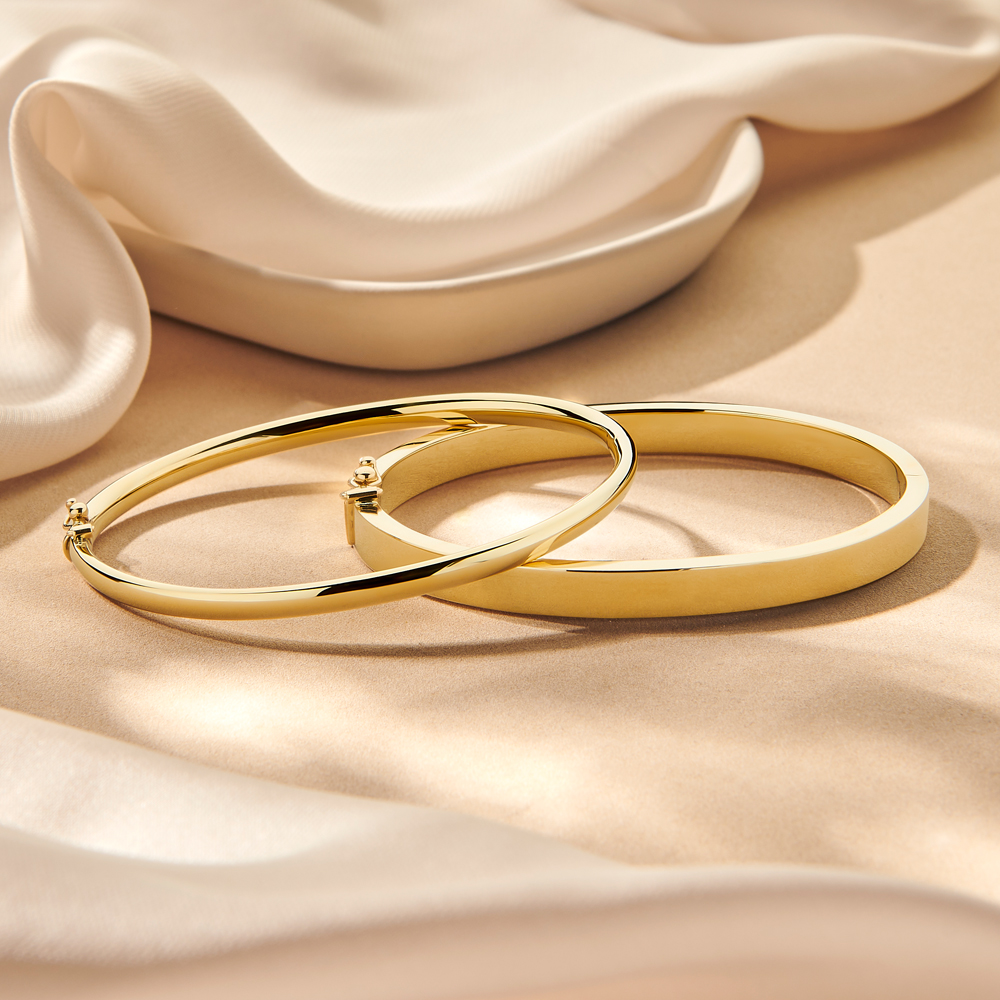 Gold bangle bracelet flat 6mm