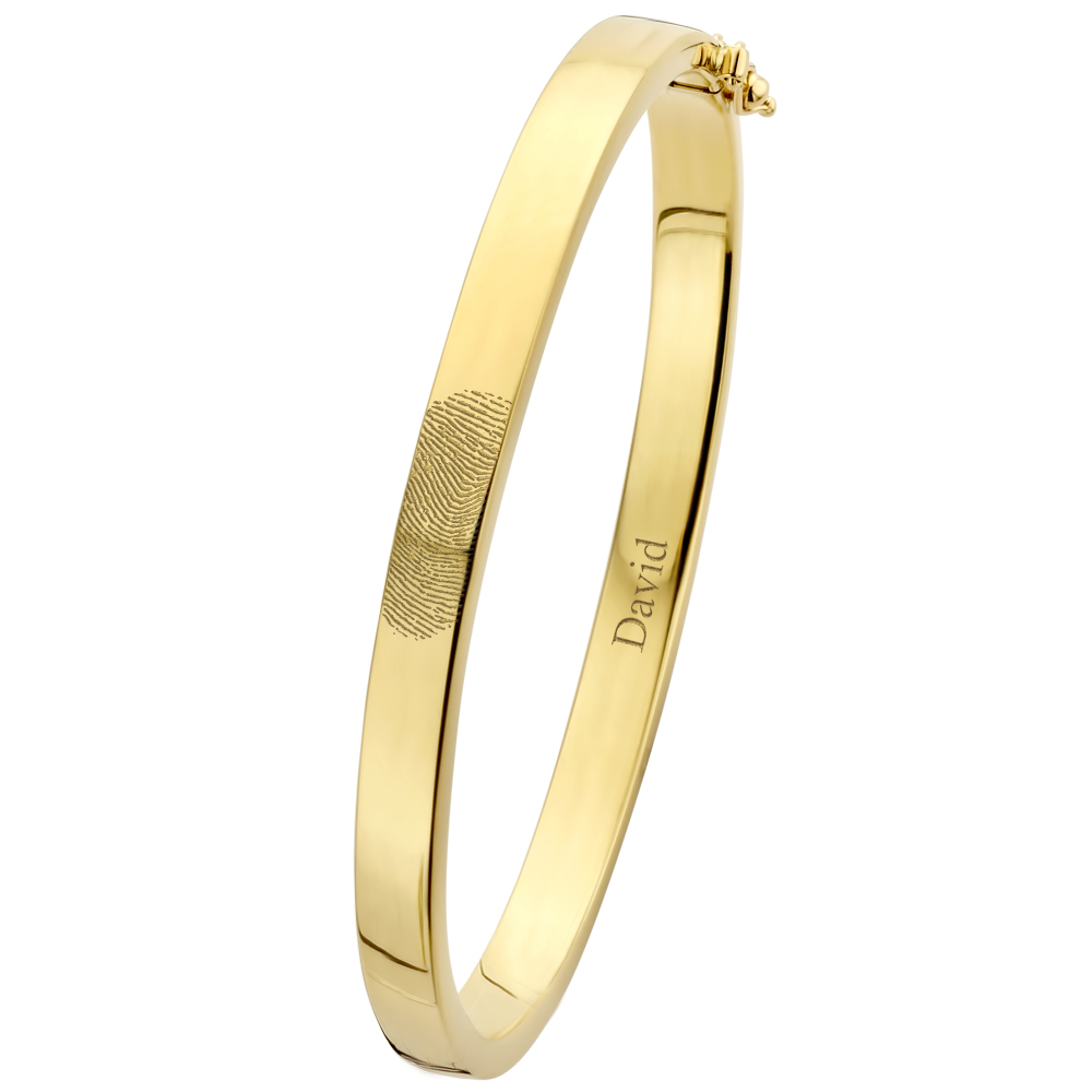 Gold bangle bracelet flat 6mm