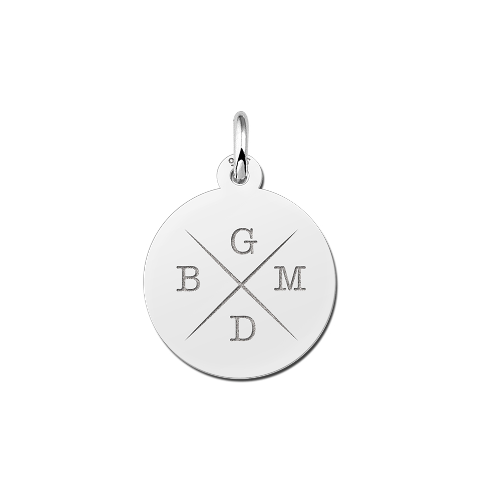 Letter necklace of silver with four initials