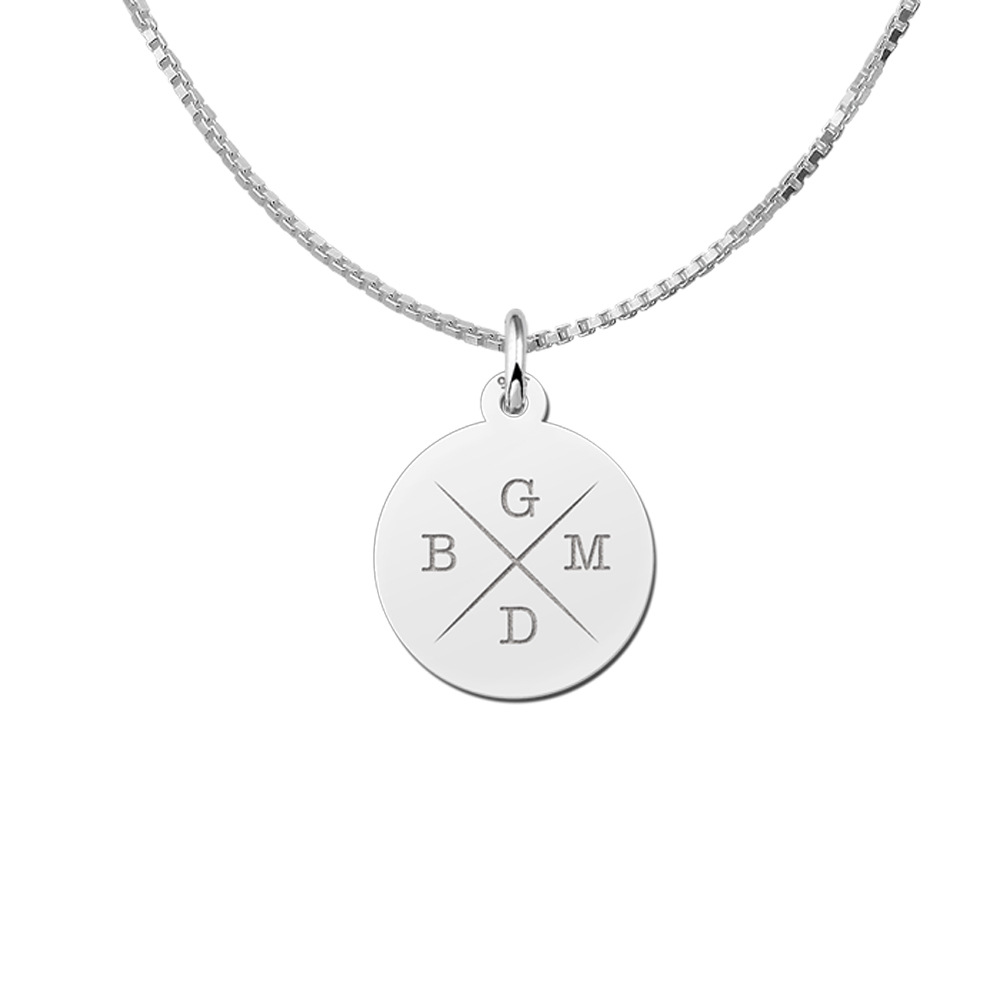 Letter necklace of silver with four initials