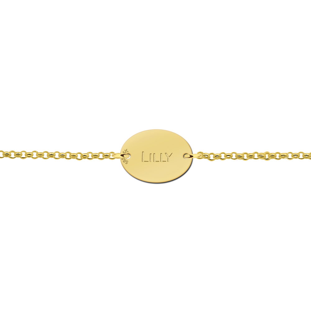 Golden name bracelet oval