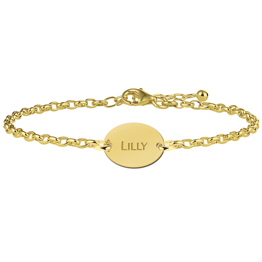 Golden name bracelet oval