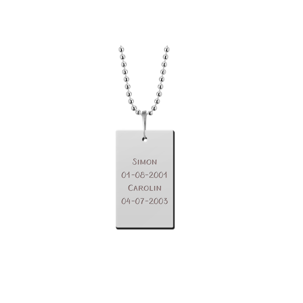 Men dogtag pendant in steel with names