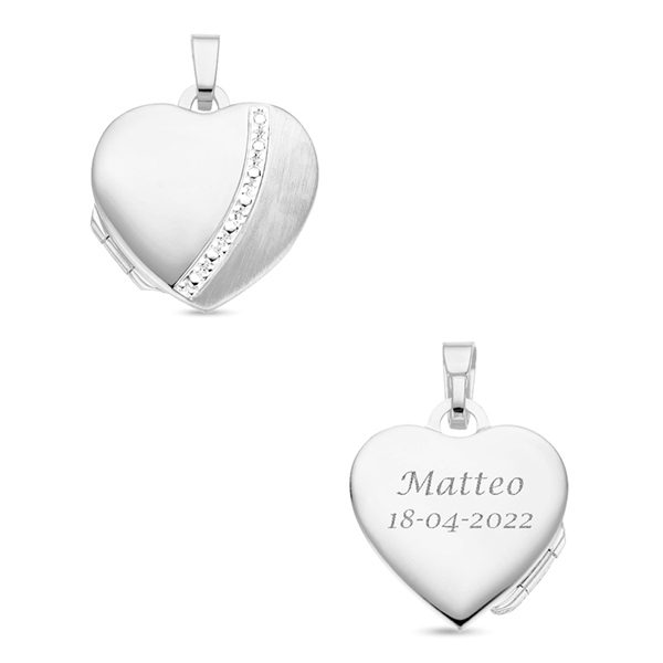 Silver Heart Medallion with ornament and engraving