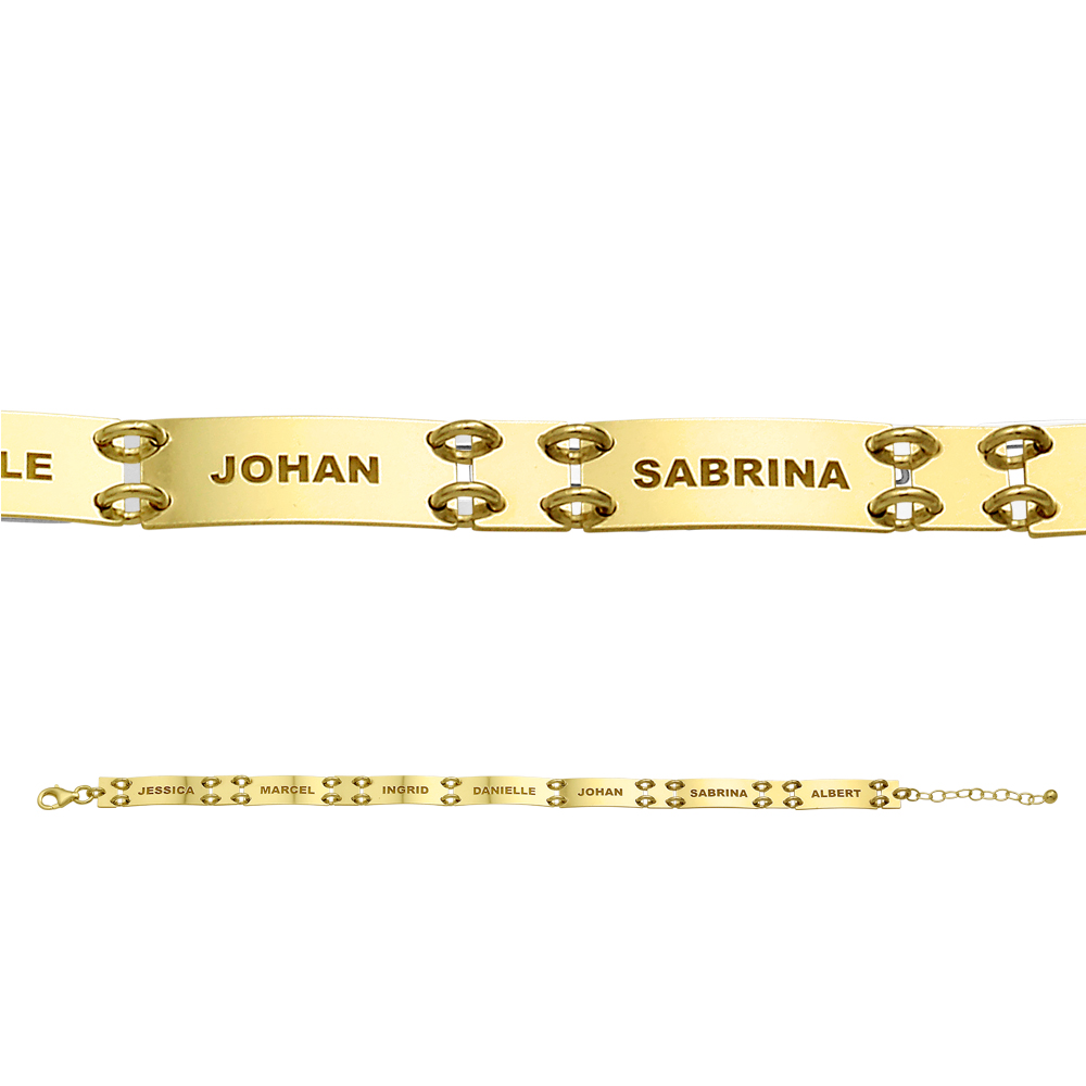 Gold name bracelet with 7 names