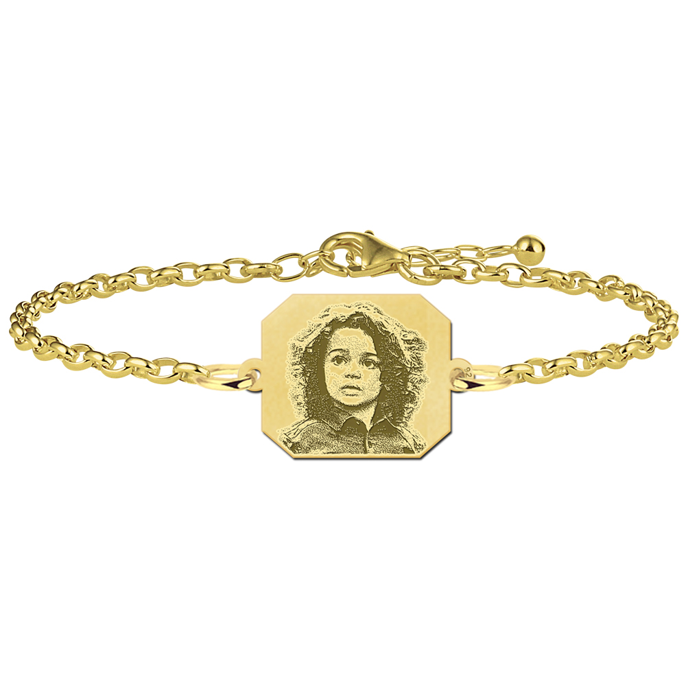 Gold Plated Octagon Photo Bracelet