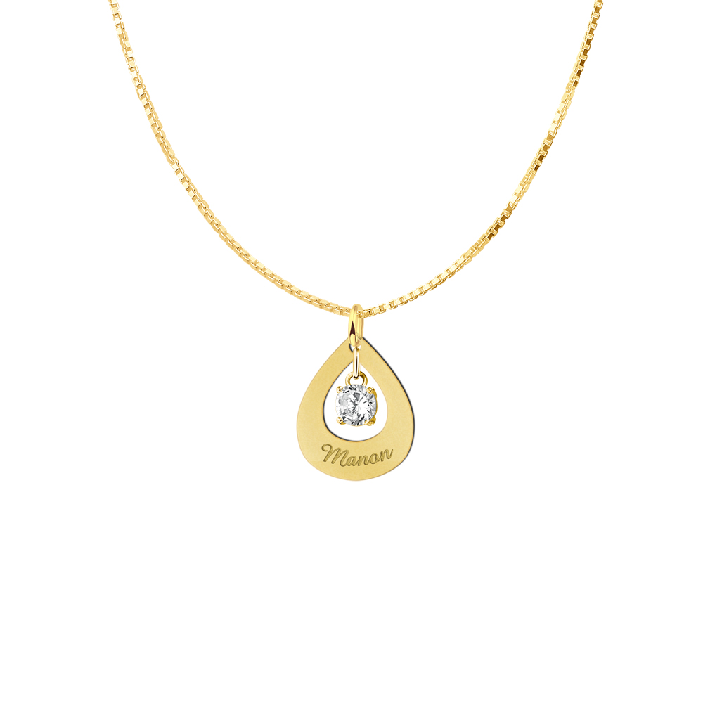 Golden Pendant Teardrop Cubic Zirconia