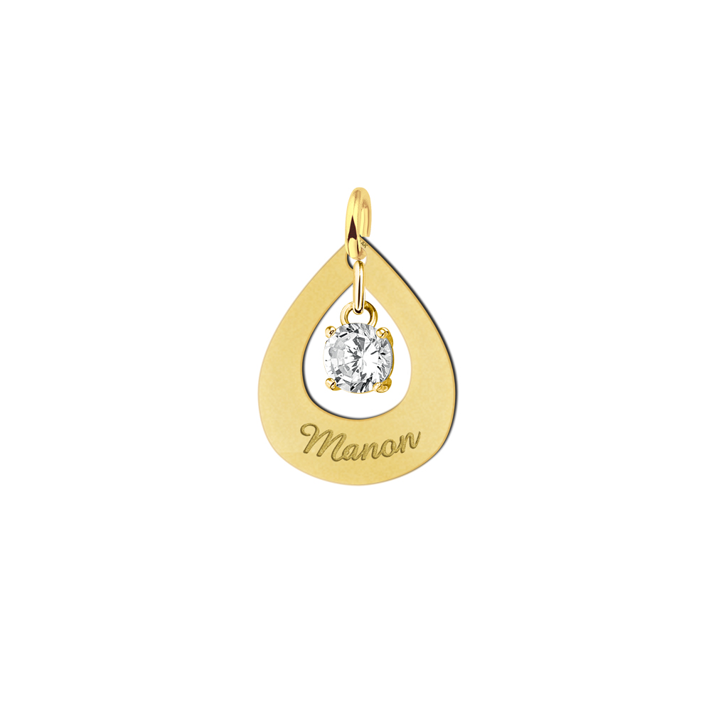 Golden Pendant Teardrop Cubic Zirconia