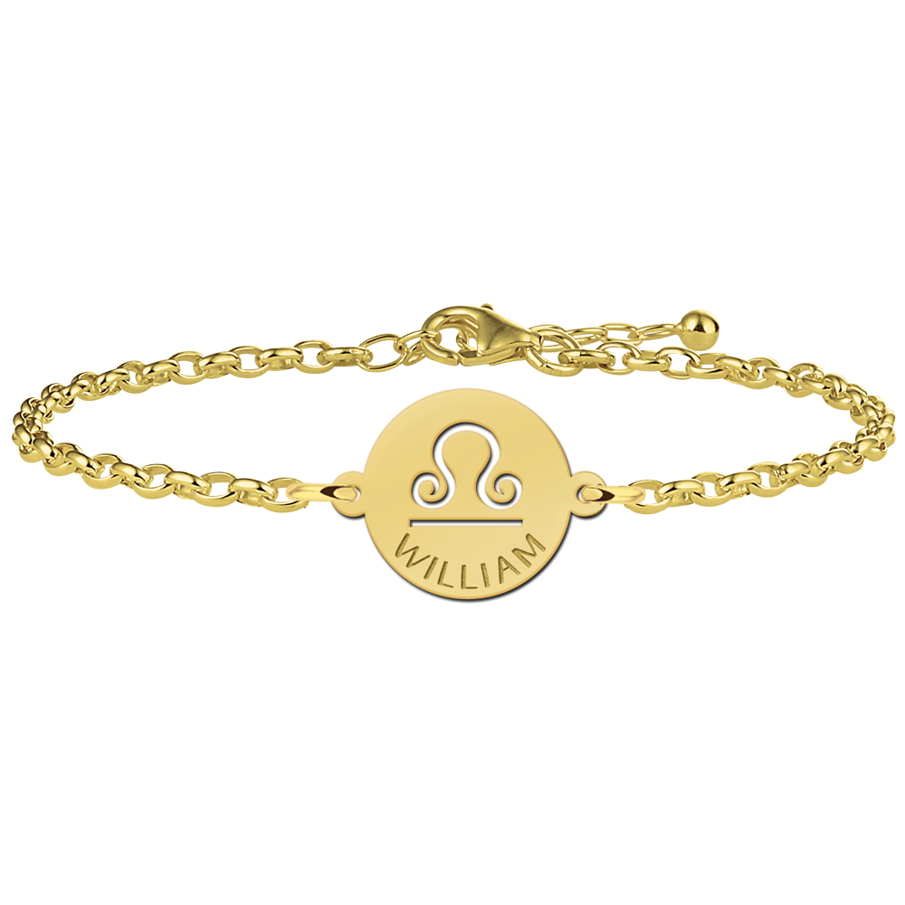 Gold Plated Libra Zodiac Bracelet with Name