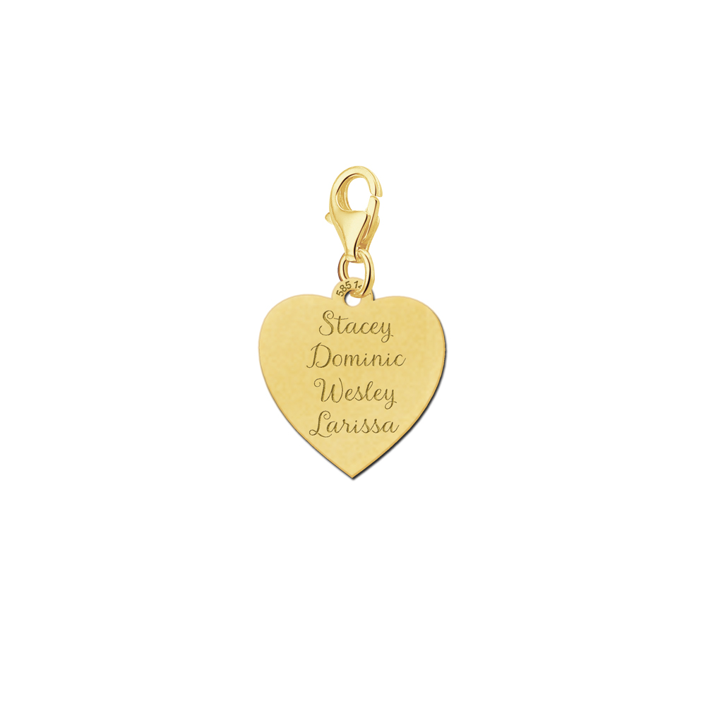 Golden Heart charm with four names