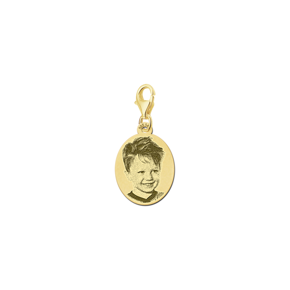 Photo pendant oval with carabiner gold