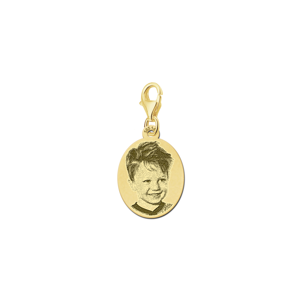 Photo pendant oval with carabiner gold