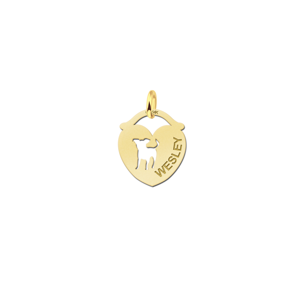 Golden Animal Pendant with Doggy