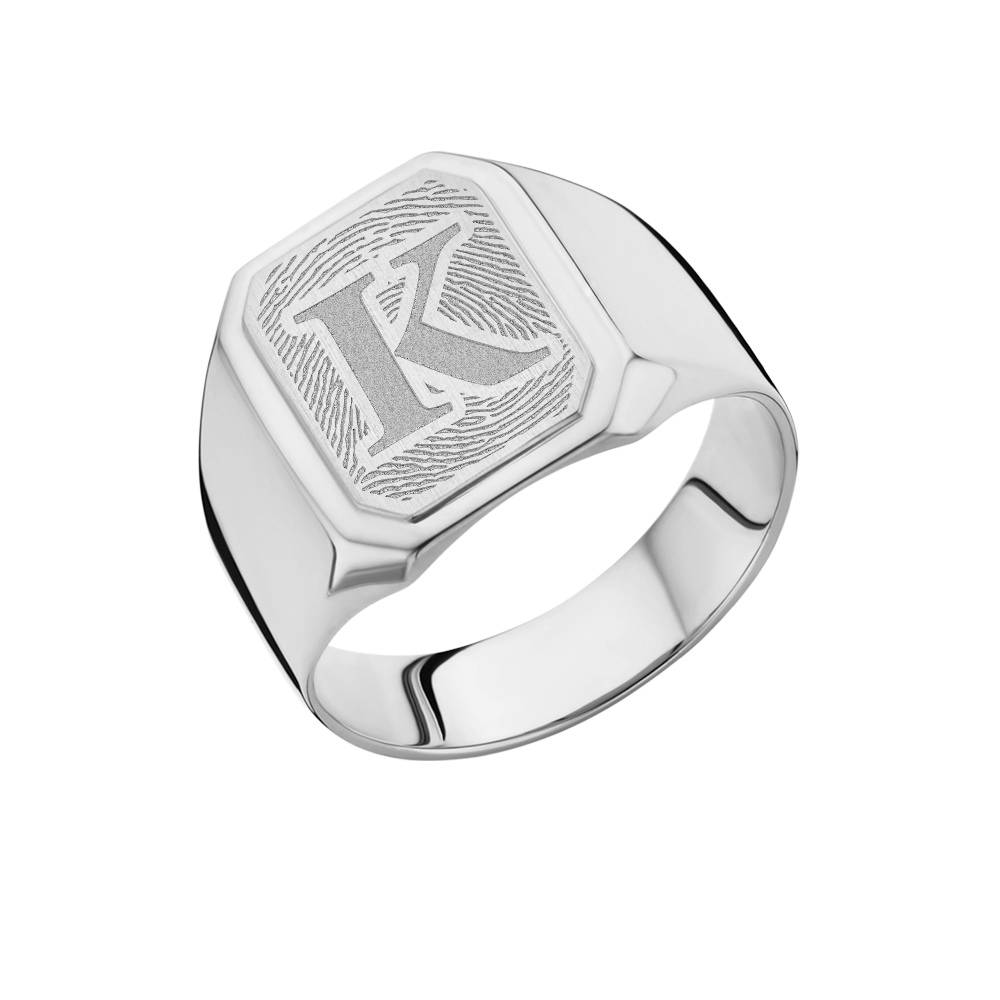 Fingerprint signet ring Square 925 sterling silver