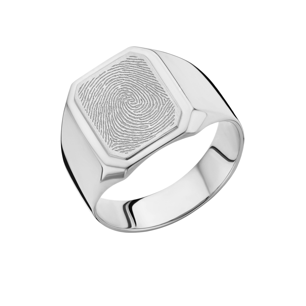 Fingerprint signet ring Square 925 sterling silver