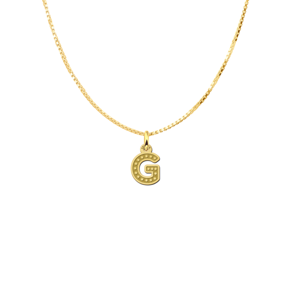Golden engraved initial pendant dots small