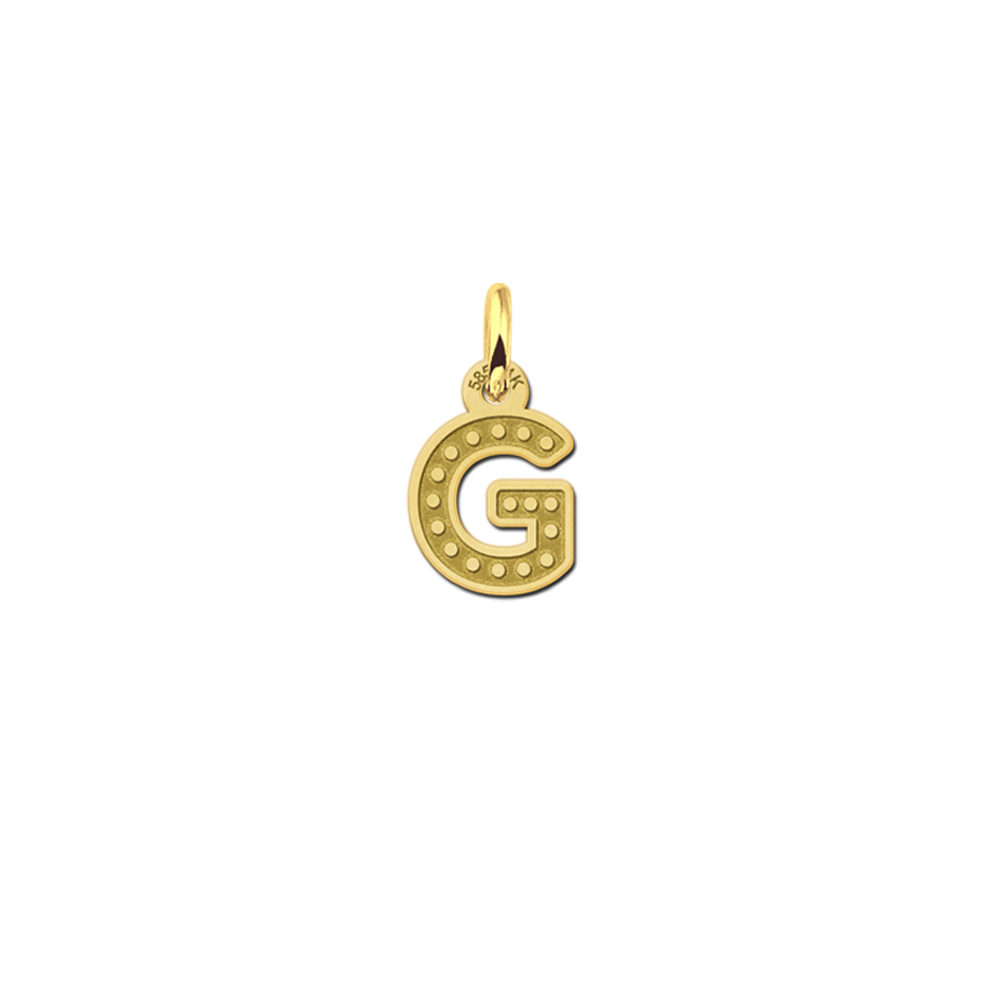 Golden engraved initial pendant dots small