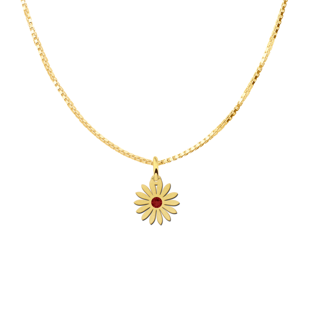 Gold Daisy pendant with birthstone