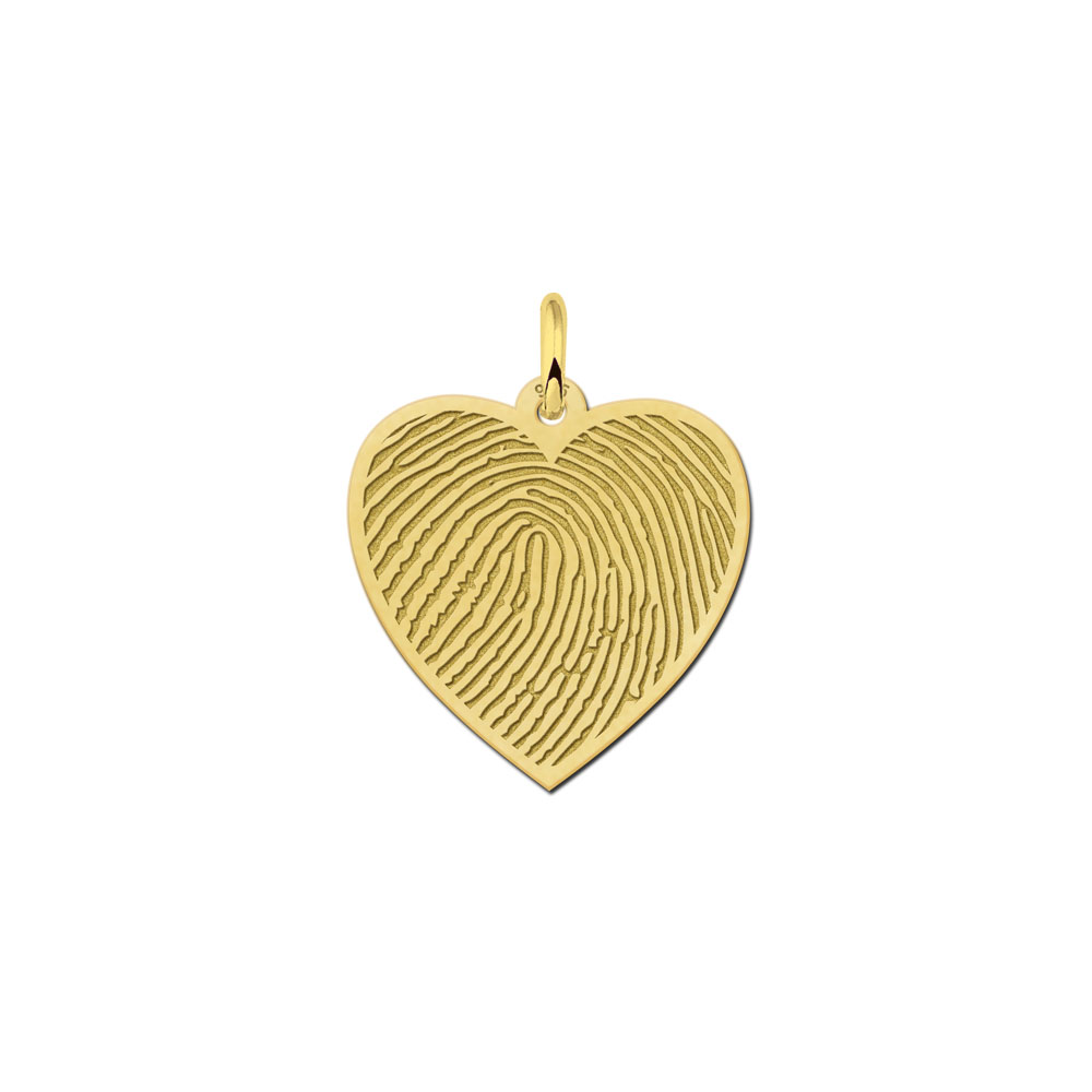 Gold Plated Heart Pendant with Fingerprint
