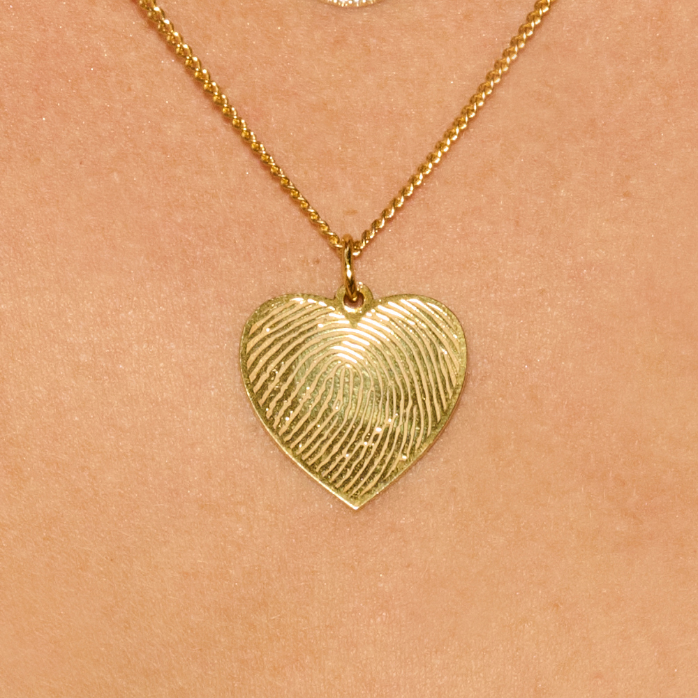Gold Plated Heart Pendant with Fingerprint