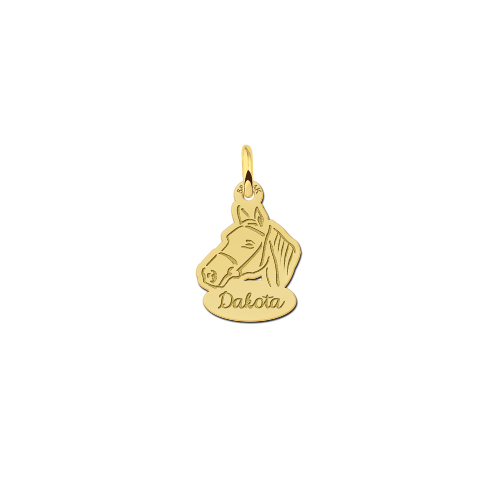 Golden horse pendant with name engraving