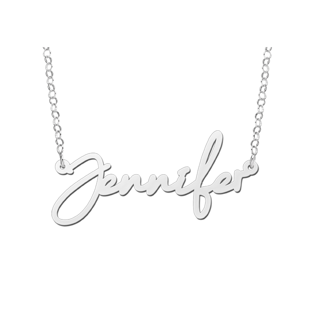 Silver name necklace model Jennifer