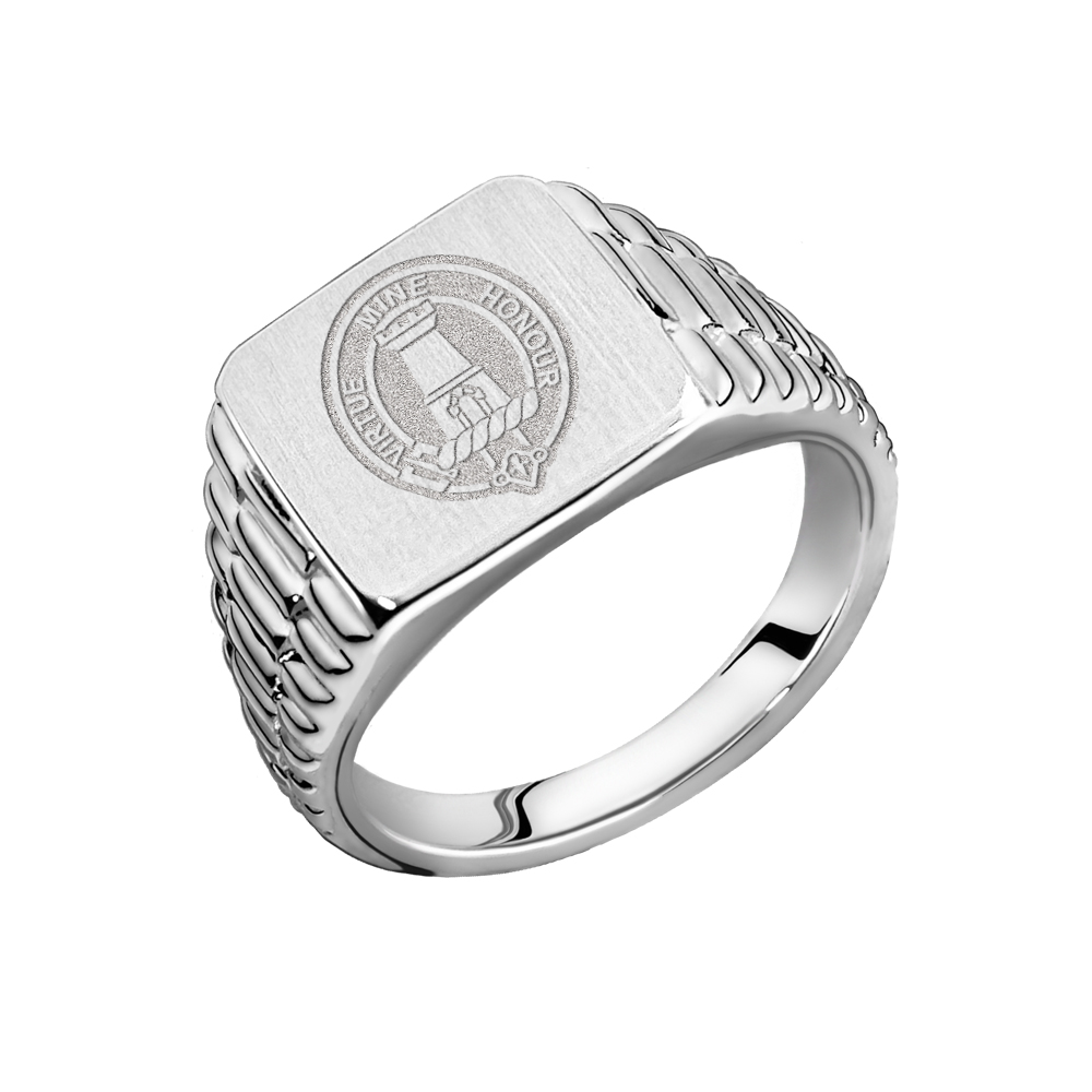 Family crest on a square signet ring in Rolex style