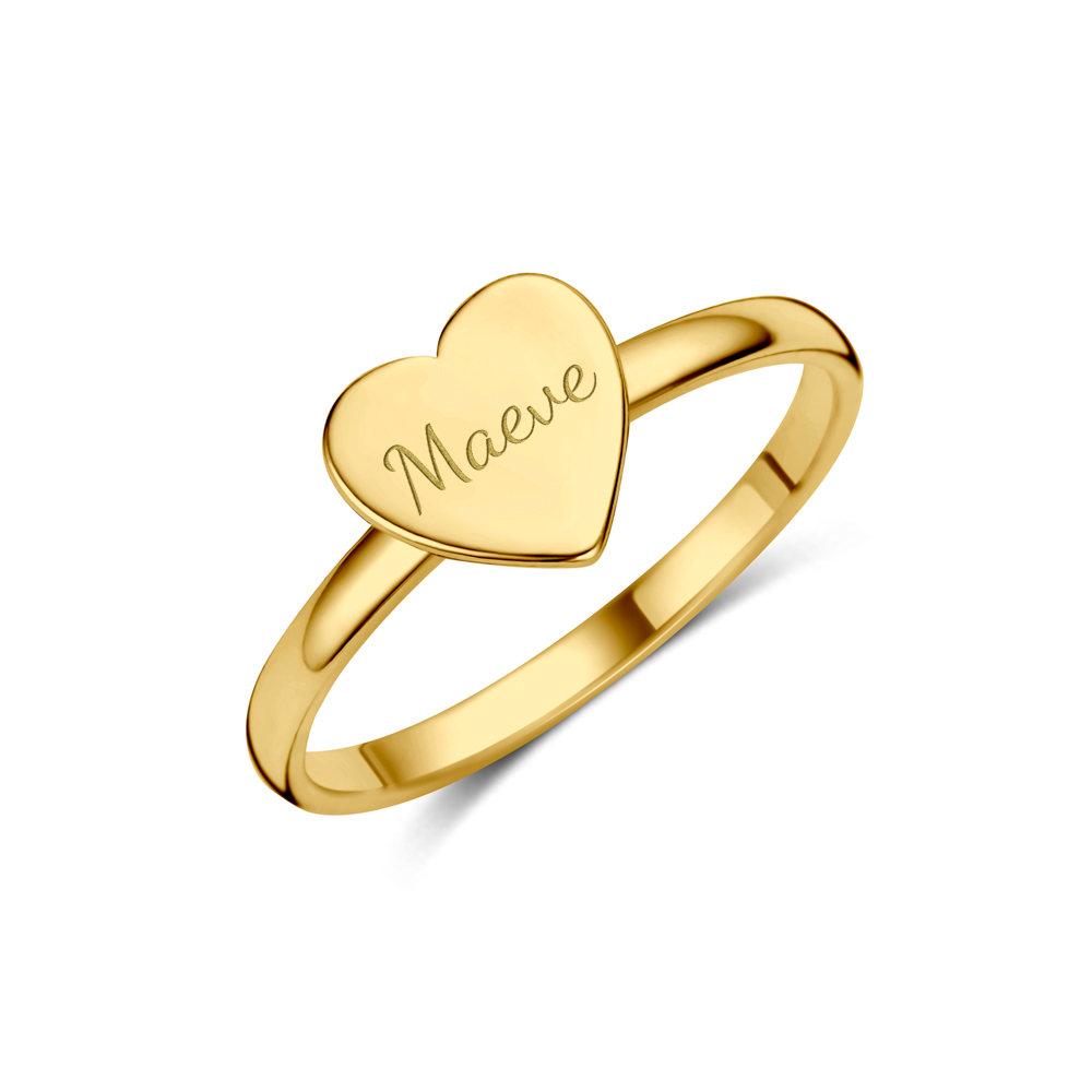 Gold Heart Ring with Name