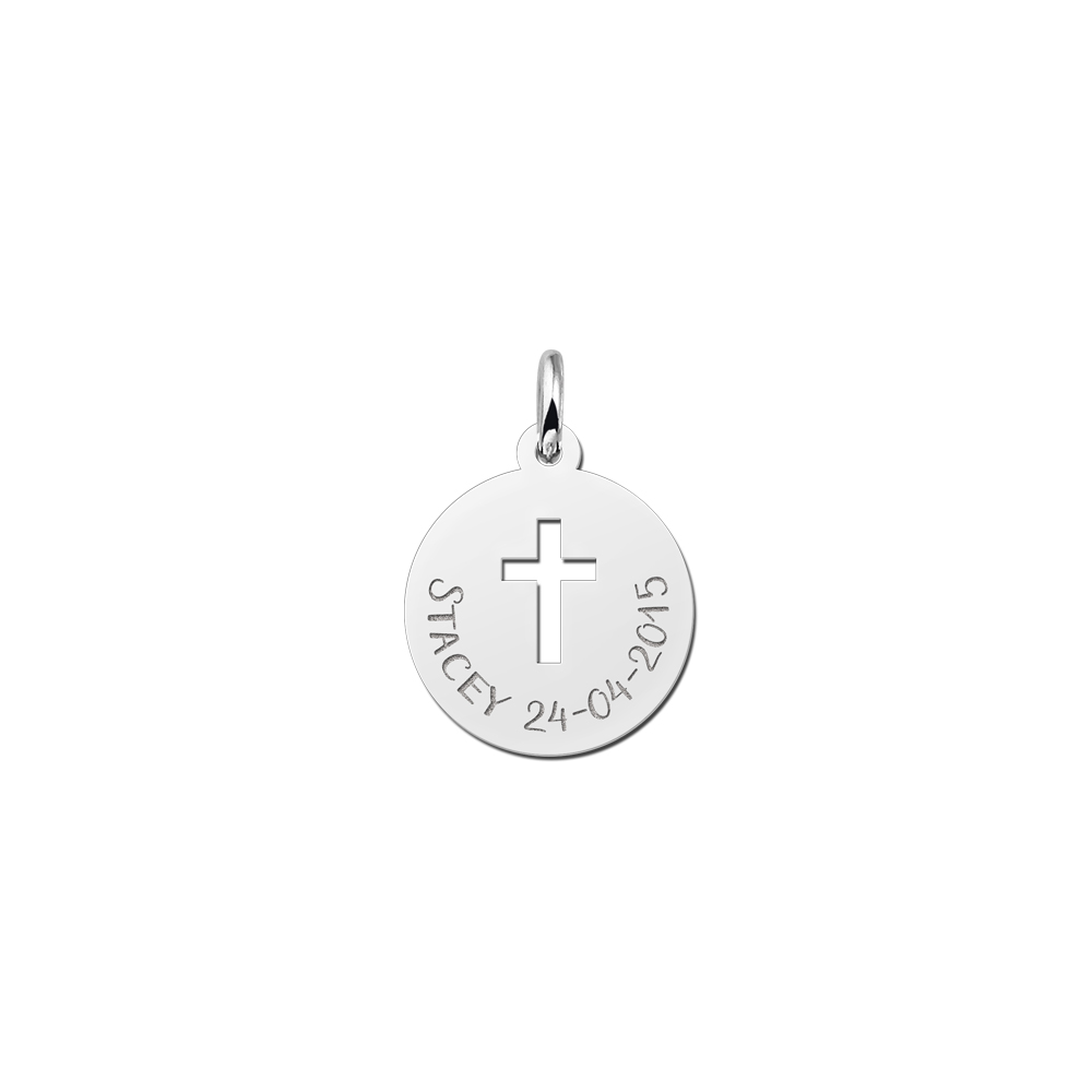 First communion pendant cross in silver