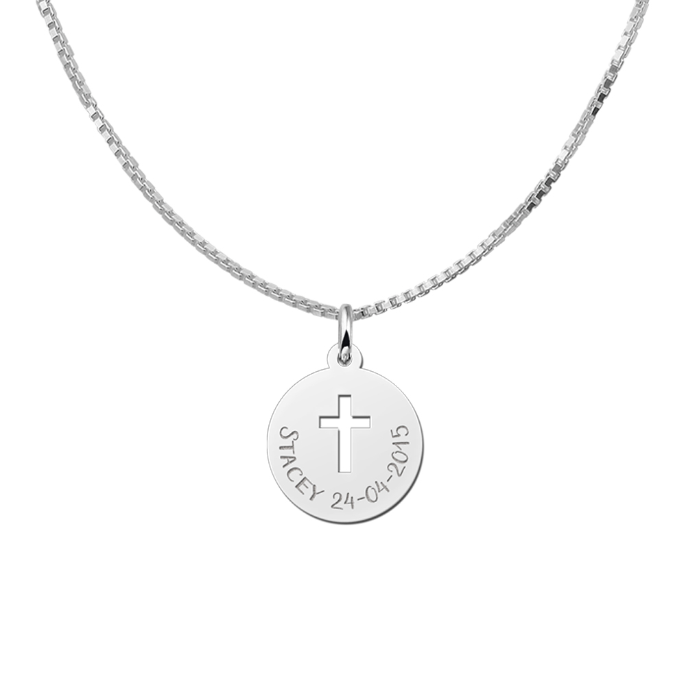 First communion pendant cross in silver