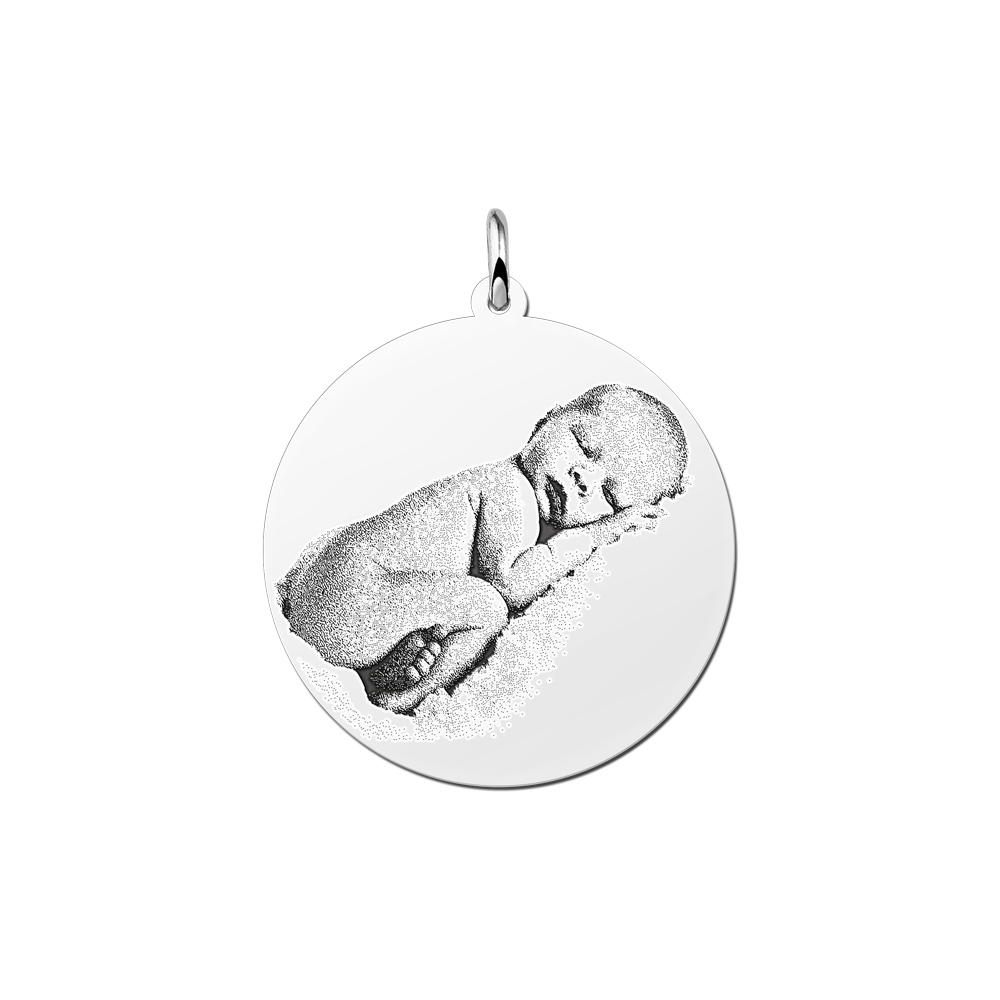 Silver photo charm round