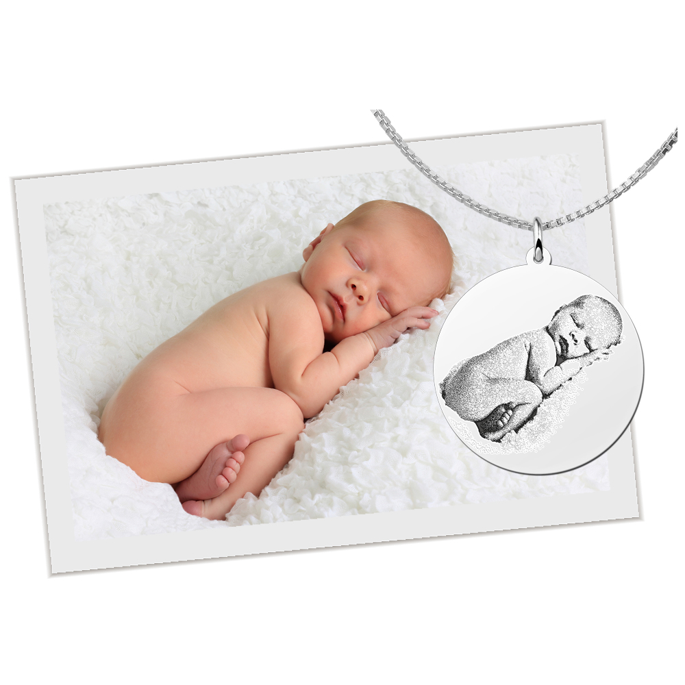 Silver photo charm round