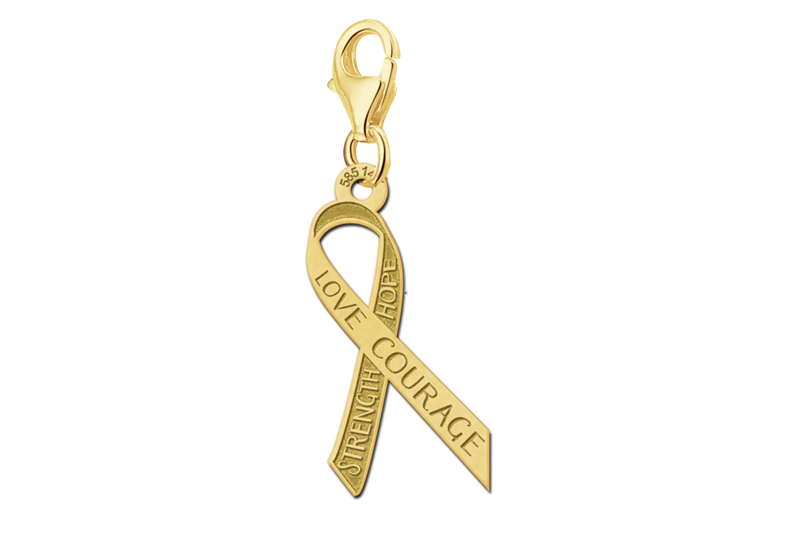 Golden Charm for Pink Ribbon with engraving